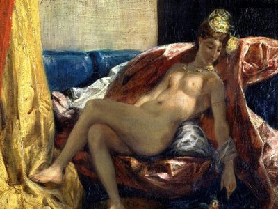 Frau mit Papagei von Ferdinand Victor Eugene Delacroix